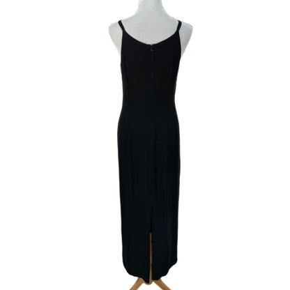 Y2K Black Silk Bead Detail Long Strappy Dress - Women's Size 8