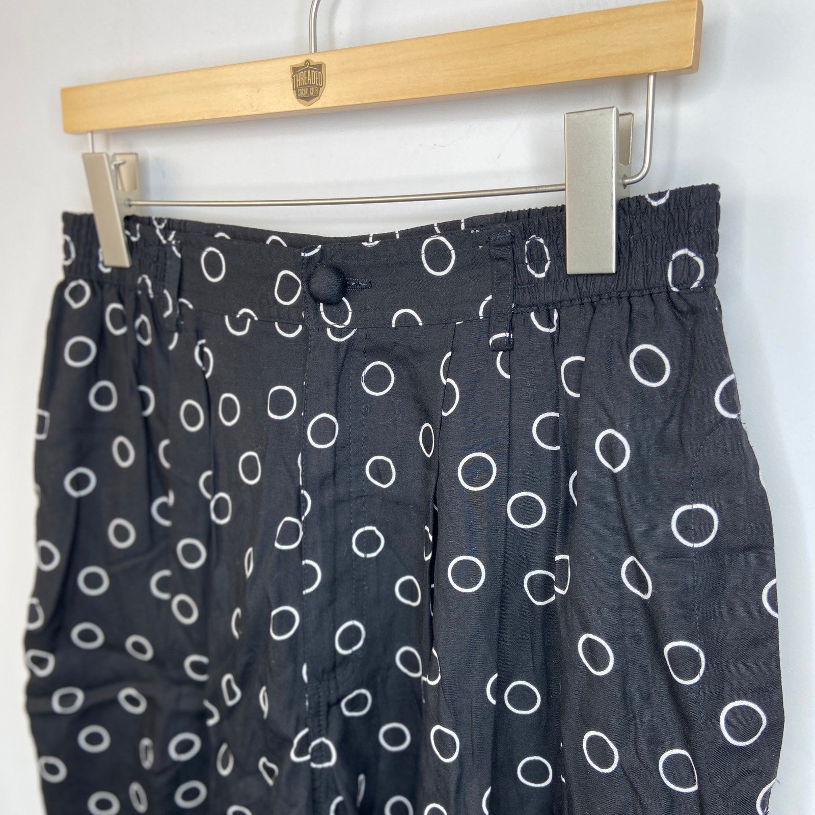 Vintage Circle Print Black Culottes Shorts - Women's Size 12