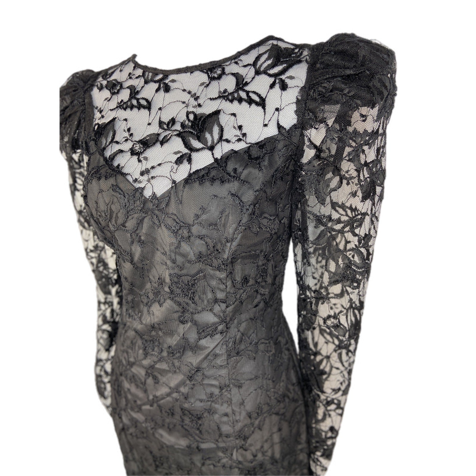American Vintage Black Lace Formal Prom Mob Wife Sheath Dress - Women's Size 8
