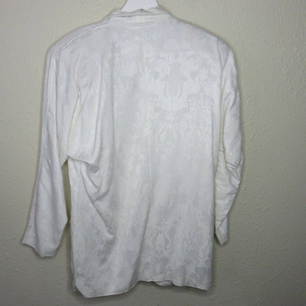 Vintage East West White Jacquard Blazer w/ Shoulder Pads - Women's L