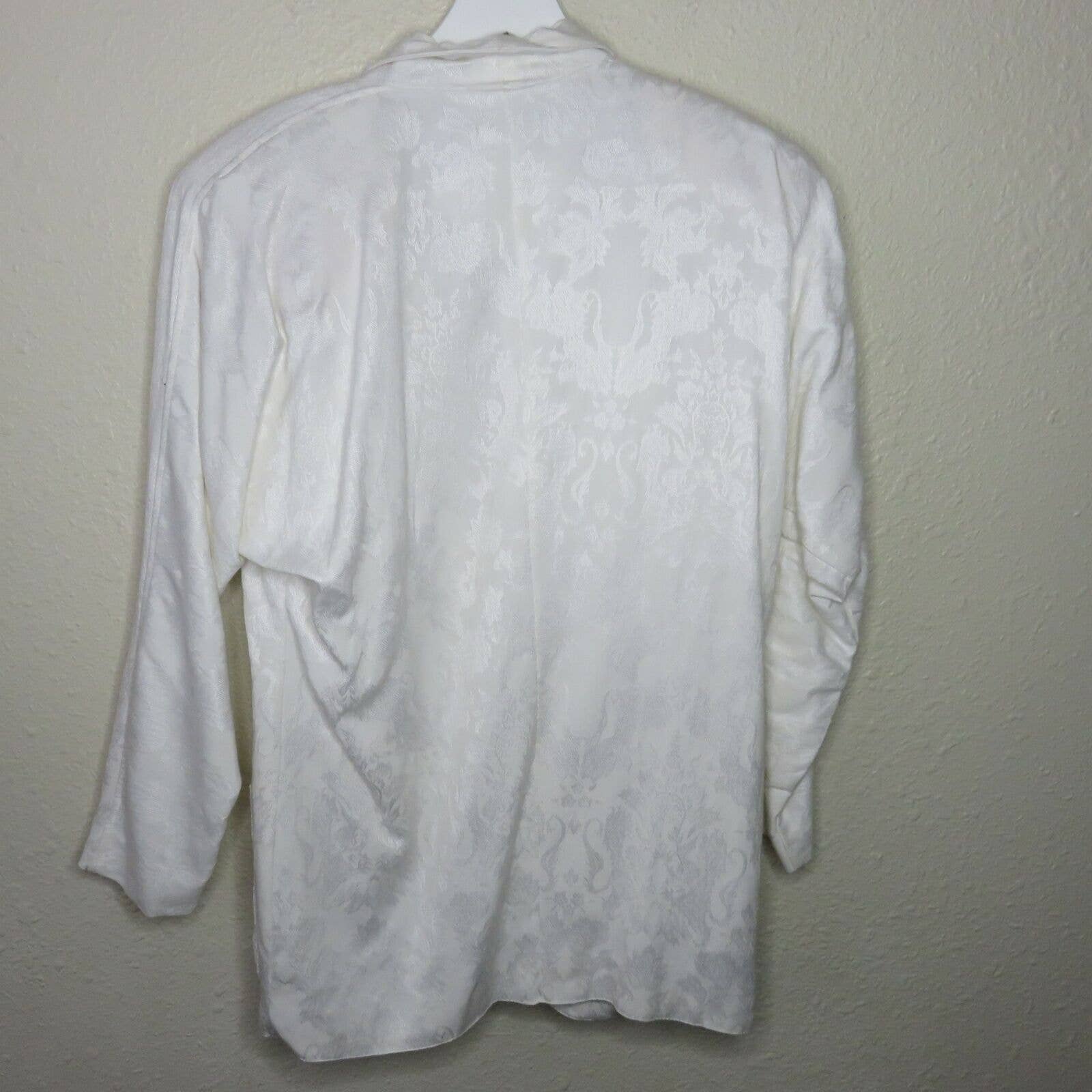 Vintage East West White Jacquard Blazer w/ Shoulder Pads - Women's L