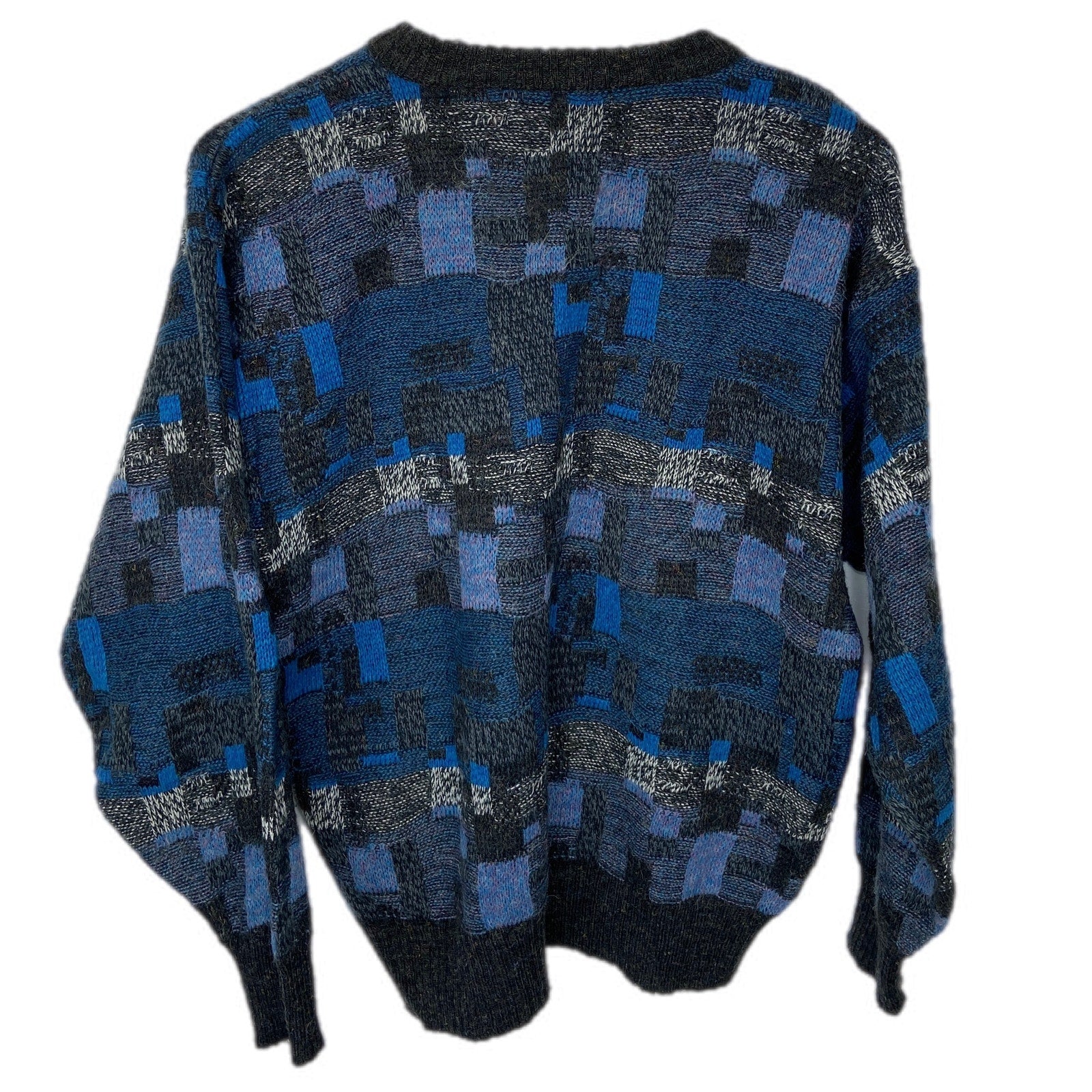 Vintage Patch Pattern Crewneck Grandpa Sweater - Men's Size L