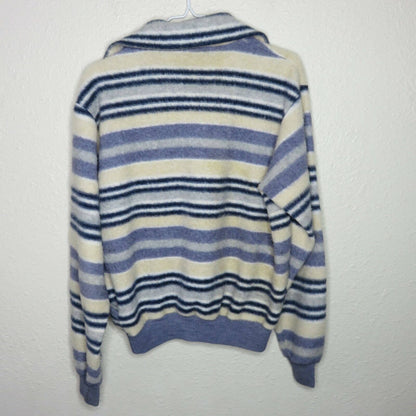 Vintage Fuzzy Striped 1/4 Zip Fleece Made in USA - Women's M