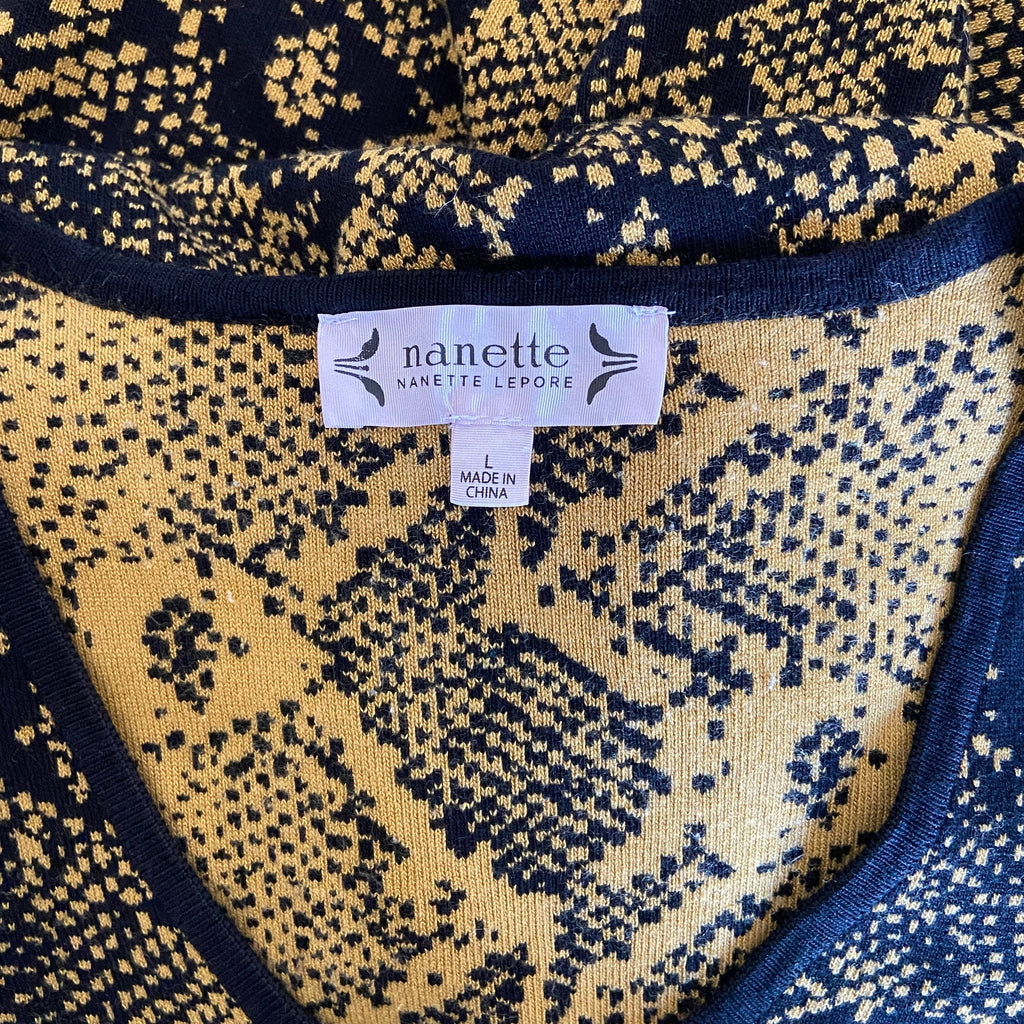 Nanette Lepore Black Yellow Snakeskin Print Bodycon Dress - Women's Size L