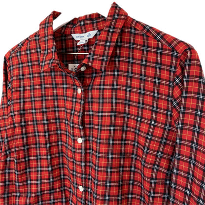 Old Navy Red Tartan Plaid Classic Button Up Shirt - Women's Size XL