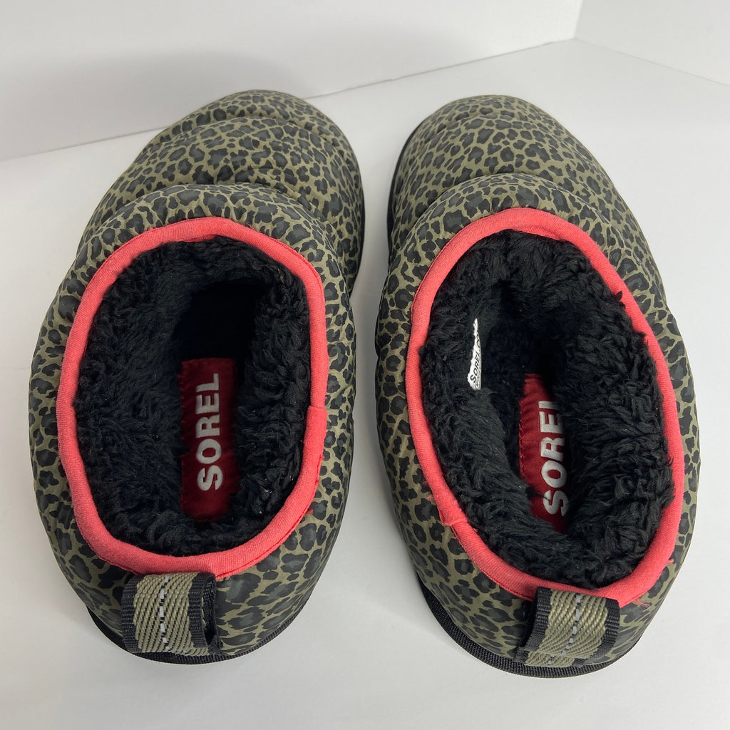 Sorel Go Nylon Faux Fur Bodega Run Sage Slippers - Women's Size 8