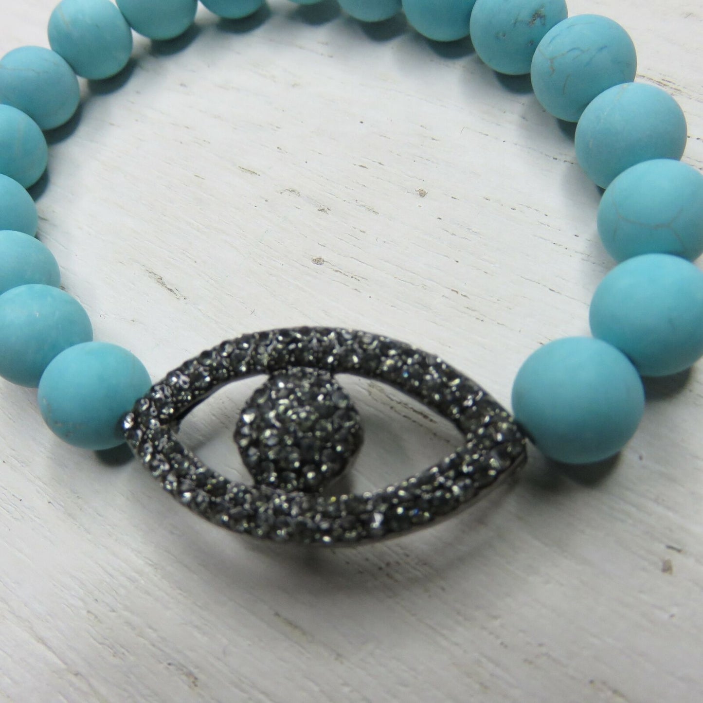 Marlyn Schiff Blue Beaded Strtchy Eye Bracelet