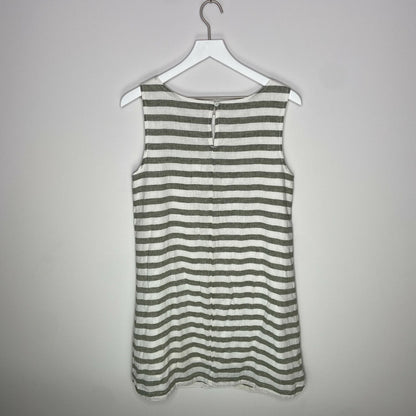 beachlunchlounge Linen Blend Olive Striped Dress - Women's M