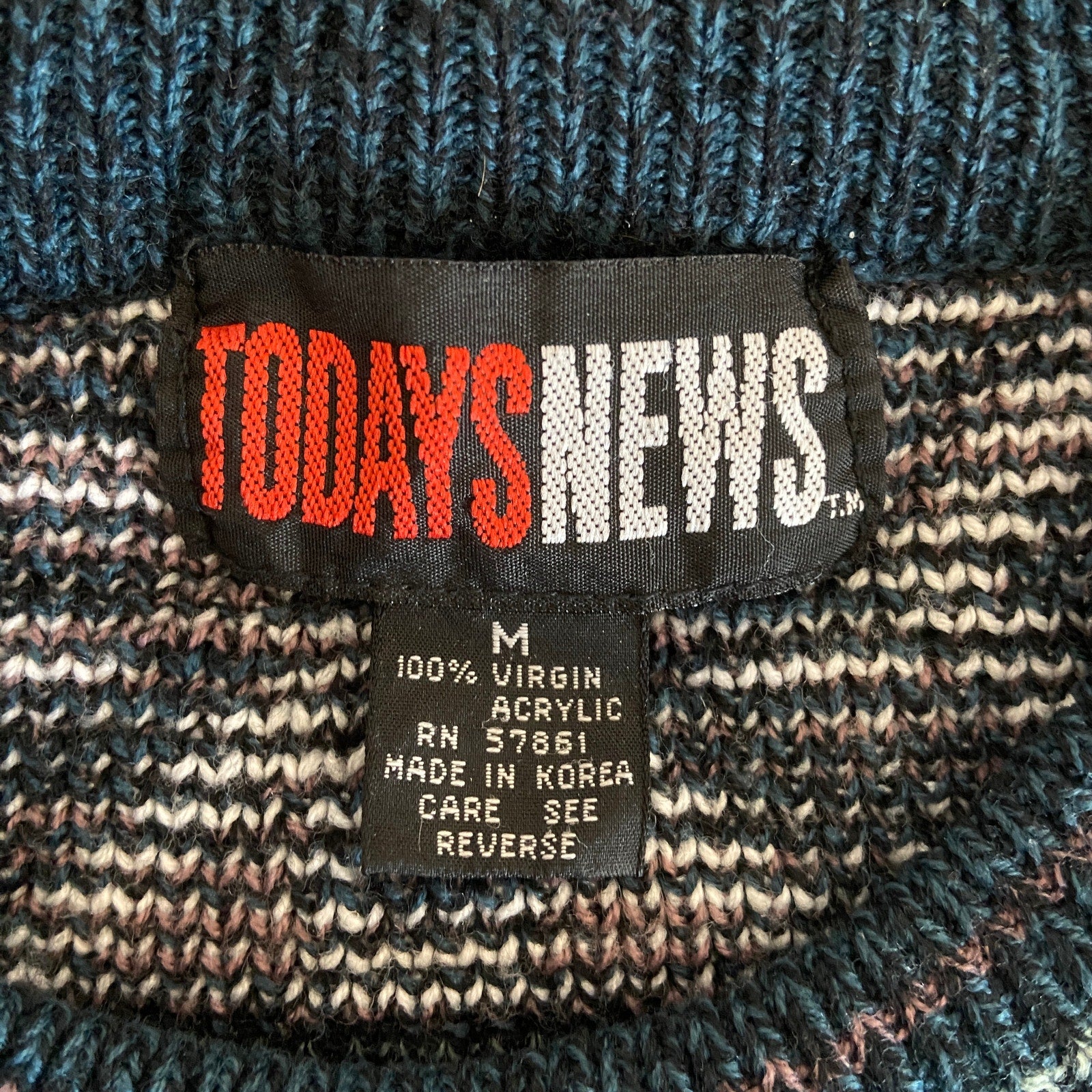 Vintage Grandpa Crewneck Multi Pattern Stripe Sweater - Men's Size M