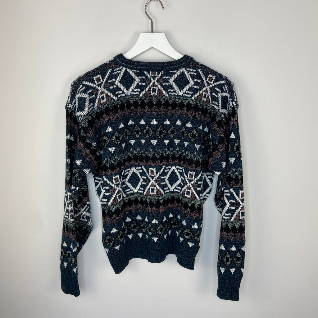 Vintage Grandpa Crewneck Multi Pattern Stripe Sweater - Men's Size M