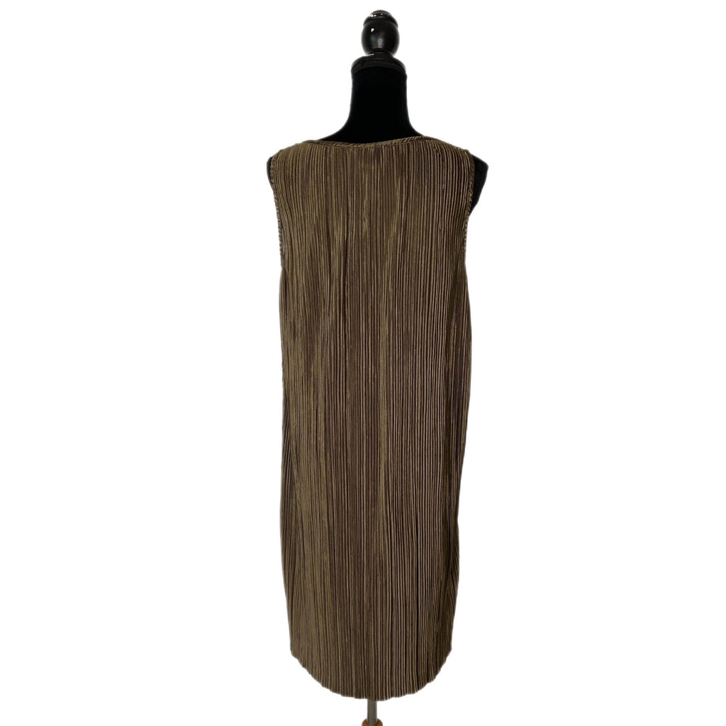 H&M 70's Vibes Gold Pleated Shift Dress - Women's Size M