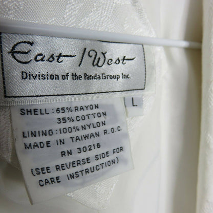 Vintage East West White Jacquard Blazer w/ Shoulder Pads - Women's L