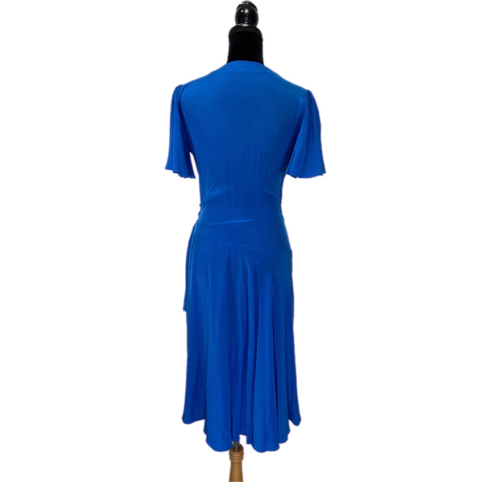 Vintage Jerry Regenbogen Silk Bright Blue Wrap Dress - Women's Size 4