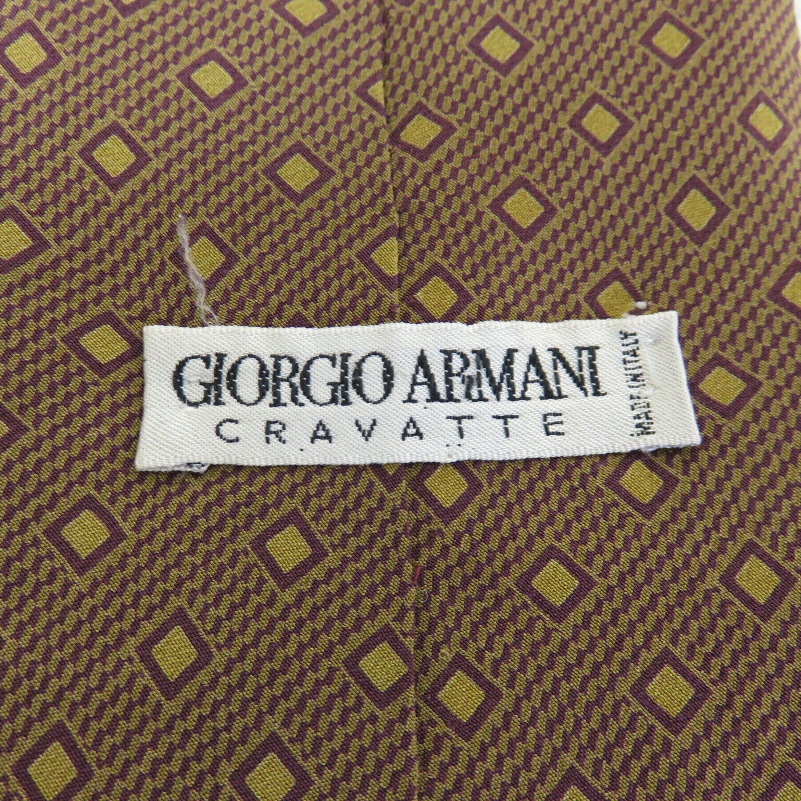 Vintage Silk Giorgio Armani Gold Pattern Men's Tie Made in Italy