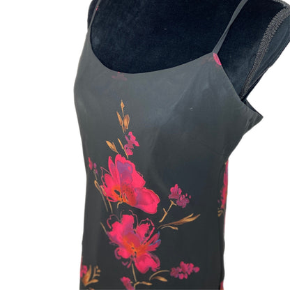 Y2K Flowy Black Floral Slip Dress - Women's Size 12