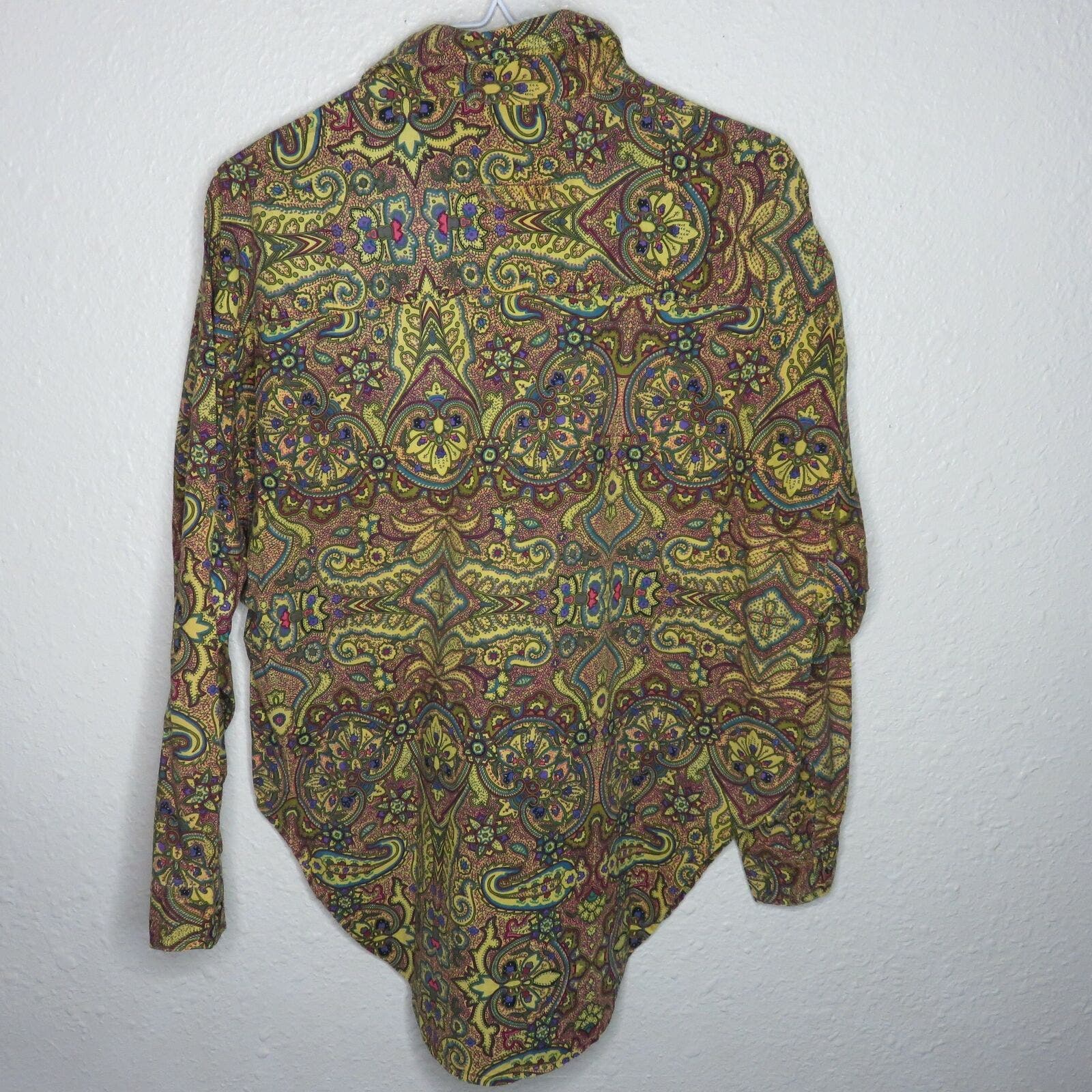 Vintage Paisley Button Up Long Sleeve Shirt - Women's L