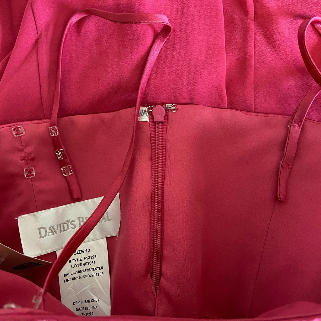 Pink Beaded Bodice Short Formal Prom Dress - Women's Size 12