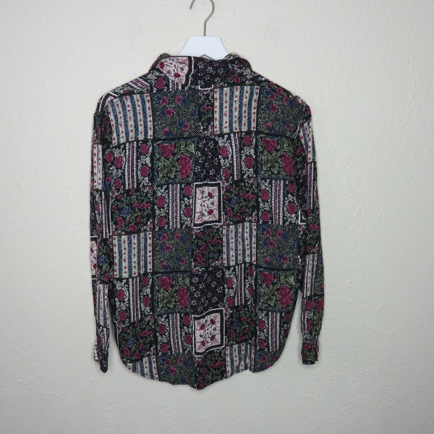 Vintage Stefano Floral Mixed Pattern Patch Button Up Shirt - Women's Large