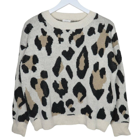 Animal Print Oversized Crewneck Sweater - Women's L