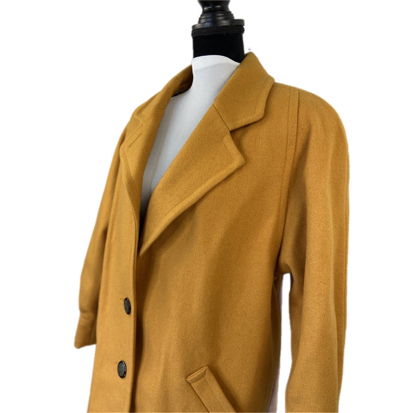 American Vintage Oversized Mustard Yellow Wool Blend  Coat - Women's Size Large