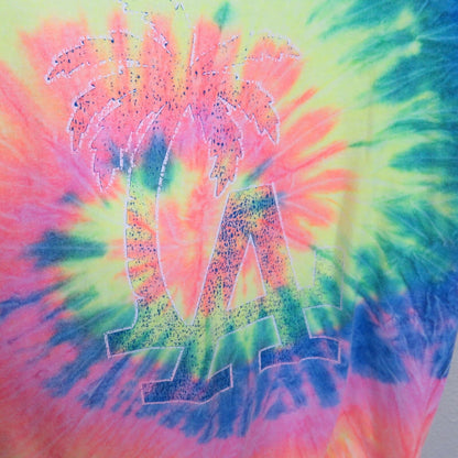 Tie Dye LA Palm Tree T Shirt - Large