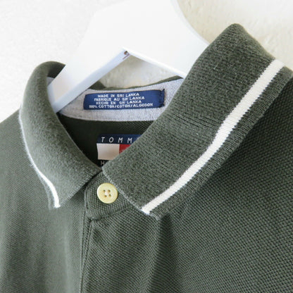 Tommy Hilfiger Green + Blue Color Block Polo Shirt - Men's L