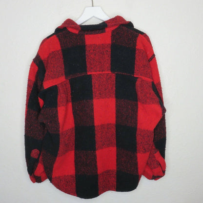 Earth Ragz Red Black Buffalo Plaid Flannel Shacket - Men's M