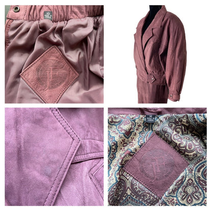 Vintage Purple Leather Oversized Bomber Jacket / Pencil Skirt - Women's  M/10