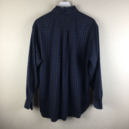 Tommy Hilfiger Blue Plaid Button Front Long Sleeve Shirt - Men's L