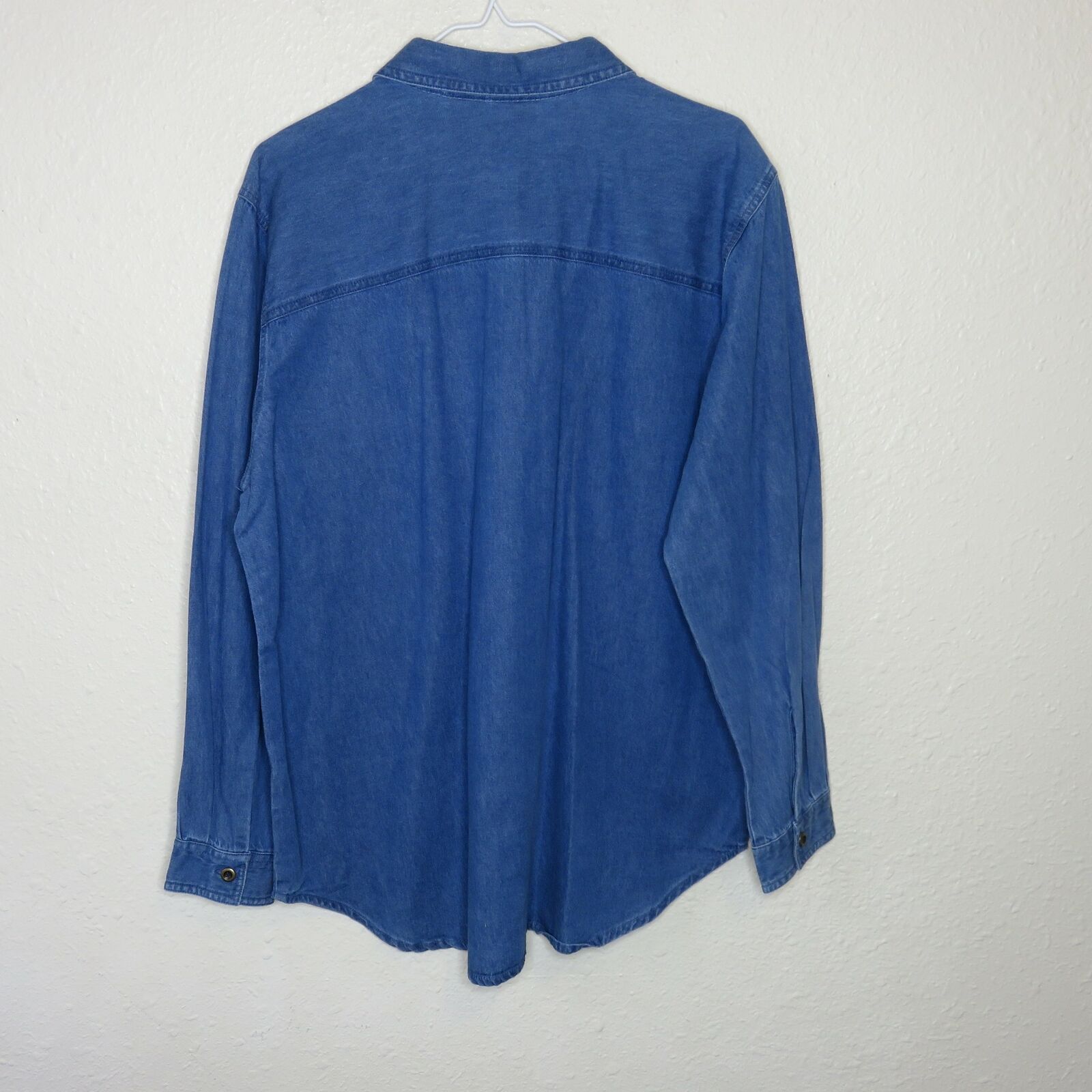 Holiday Christmas Poinsettia Garland Ornaments Denim Shirt - Women's 14W/16W