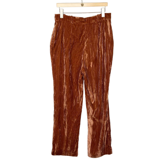 Wayf Dark Gold Crushed Velvet Wide Leg Pants - Women's Size L