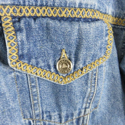 Vintage Cropped Jean Jacket Embroidered Detail - Women's Medium