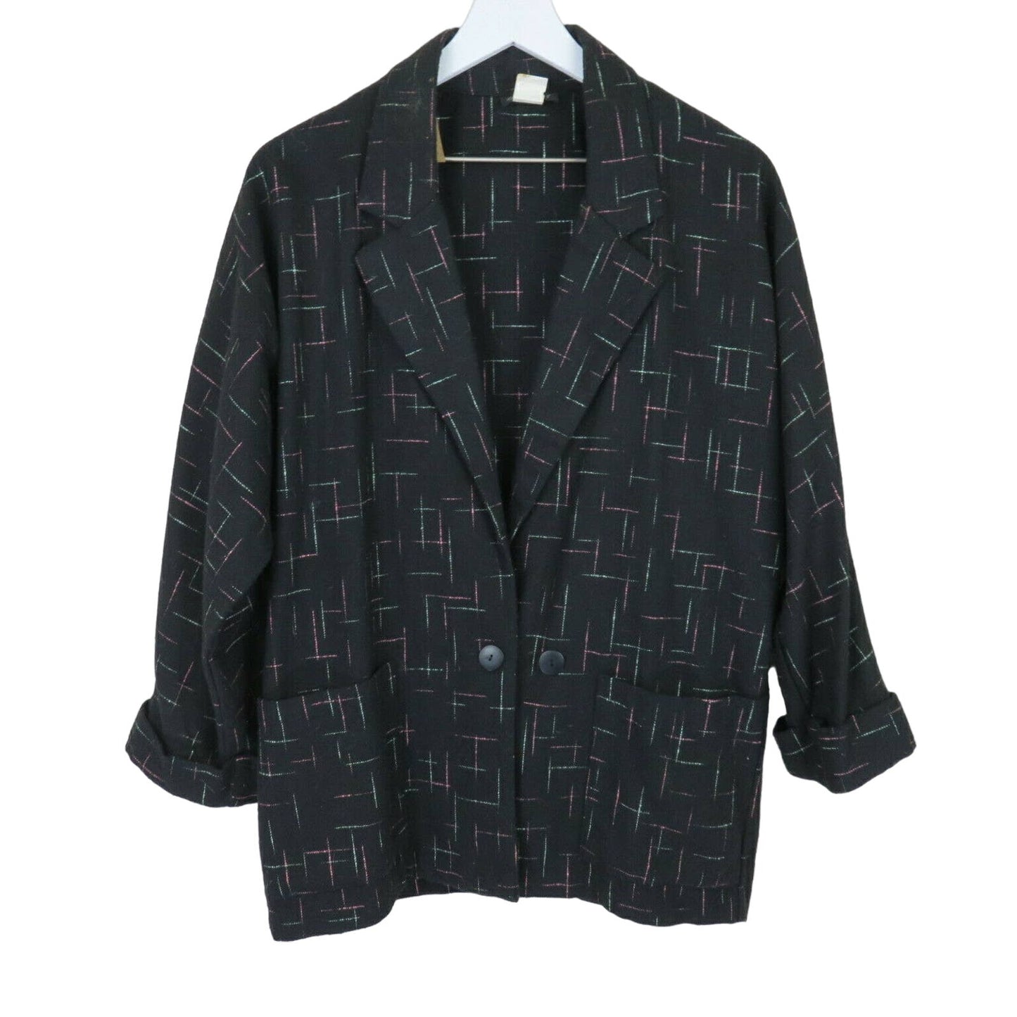 Vintage Black Patterned Lightweight Blazer - Junior's 9