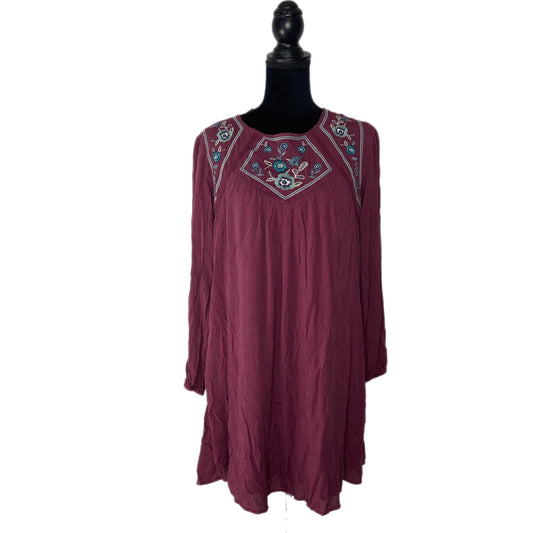 Blue Rain Francesca's Burgundy Embroidered Boho Dress - Women's Size XS