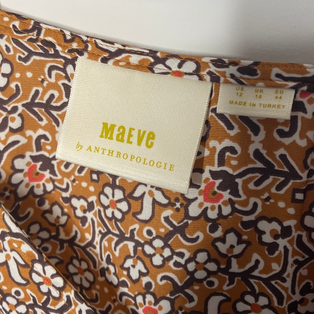 Maeve Gold Floral Silky Button Up Tank Top - Women's Size 12