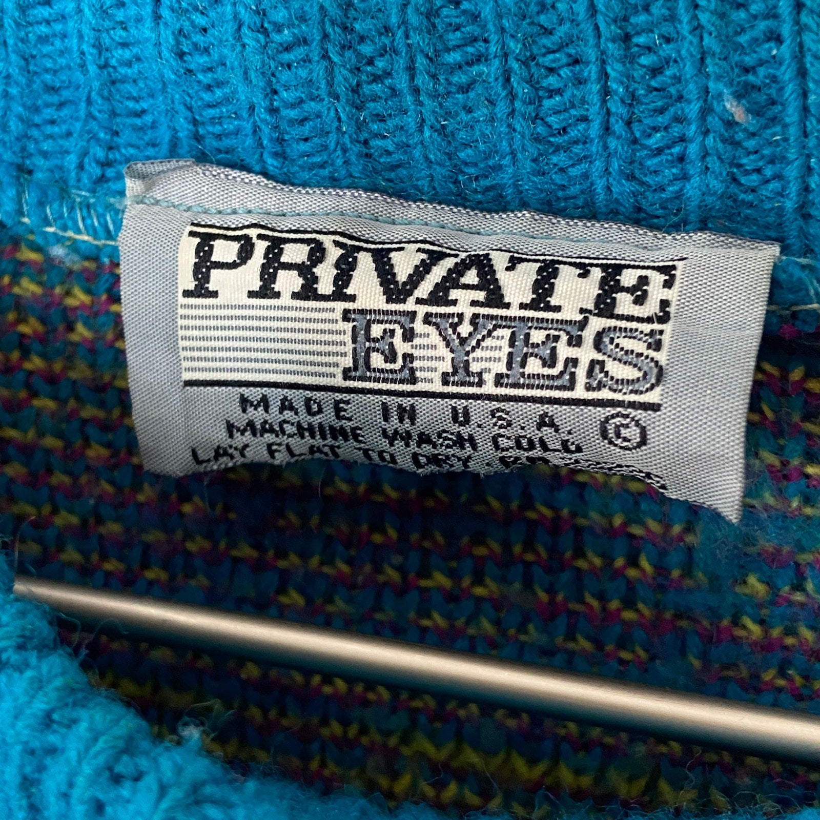 American Vintage Teal Bright Colors Patterned Sweater - Women's Size L