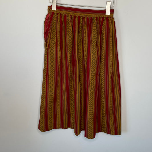 Vintage Wool Fenn Wright & Manson Vertical Stripe Geo Pattern Skirt - Women's 6