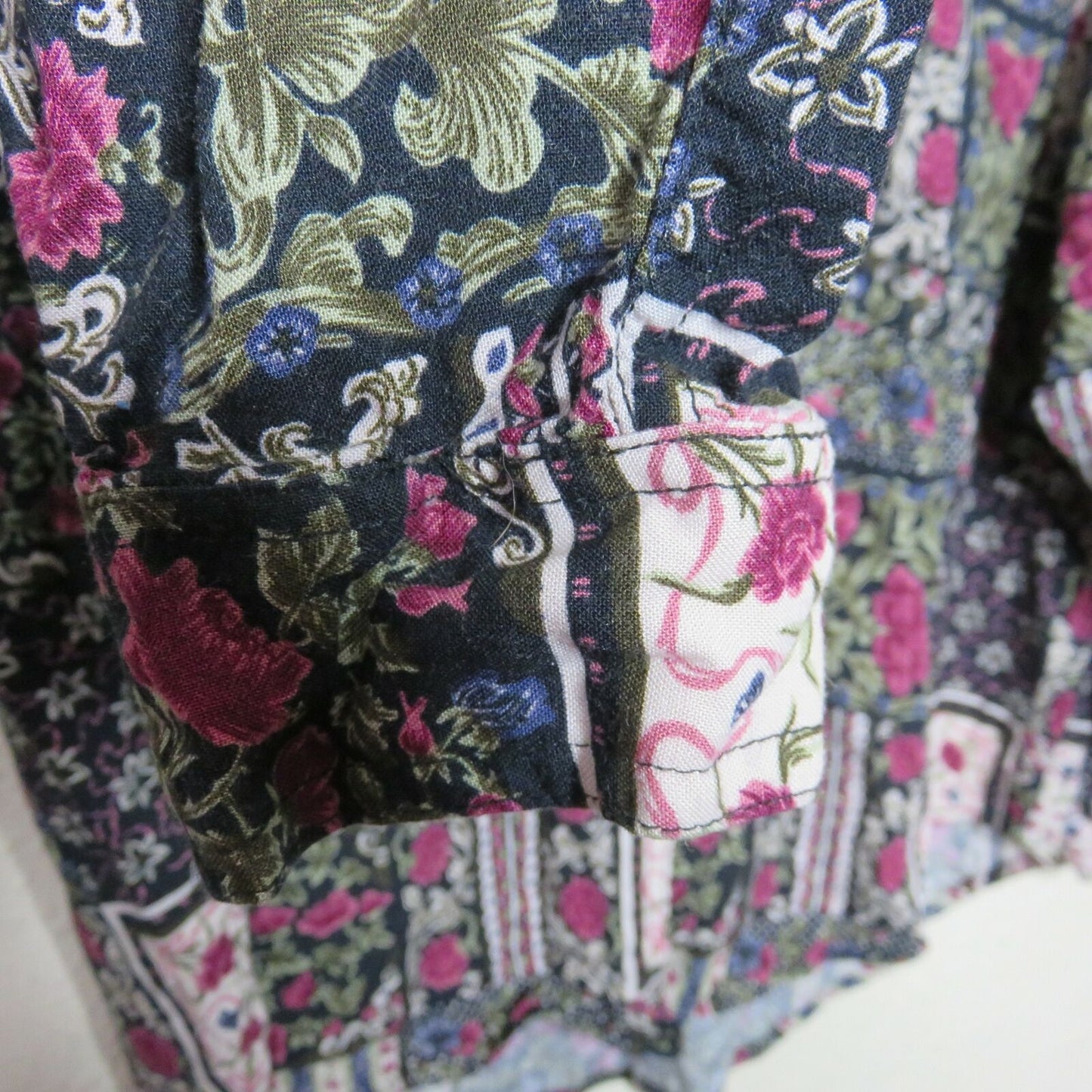 Vintage Stefano Floral Mixed Pattern Patch Button Up Shirt - Women's Large