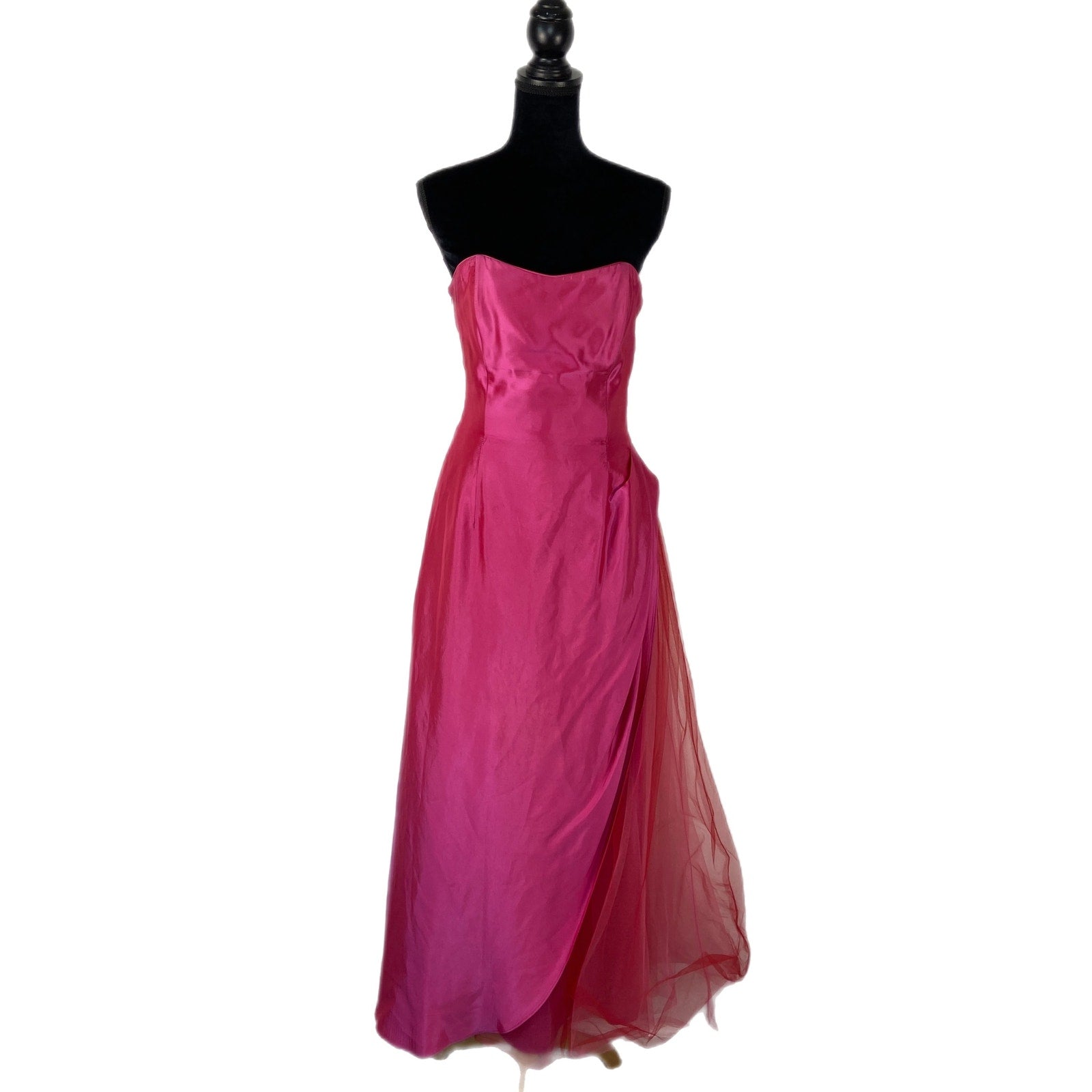 Vintage Jessica McClintock Gunne Sax Barbiecore Pink Satin Tulle Prom Dress - 7