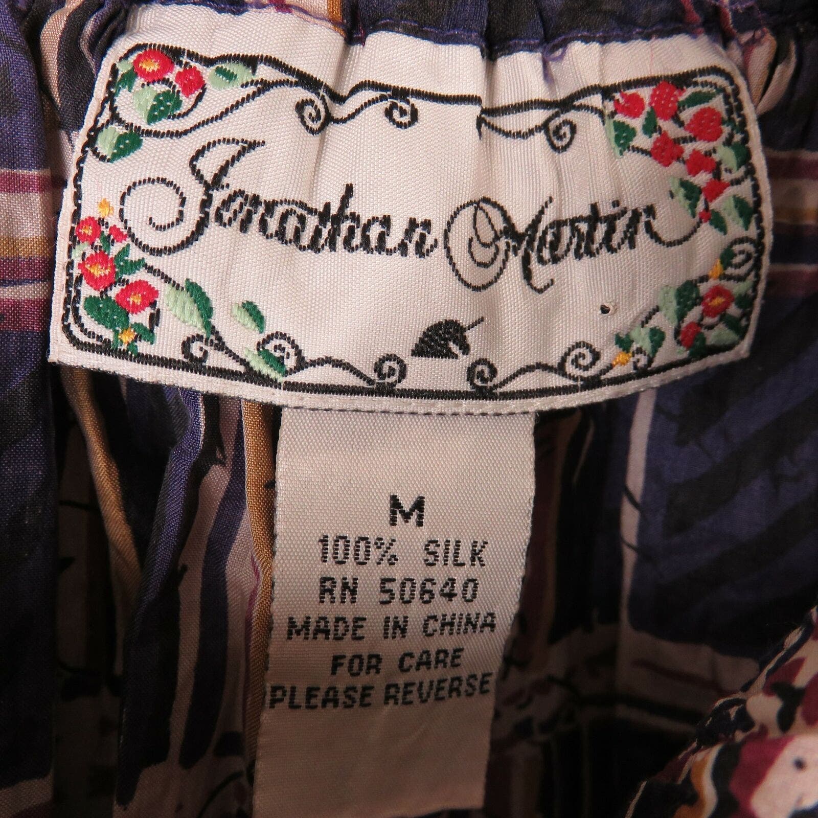 Vintage Silk Patterned Skirt - Women's M