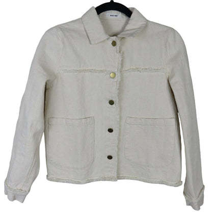 Mod Ref Frayed Hem Cream Jean Jacket - Women's Small