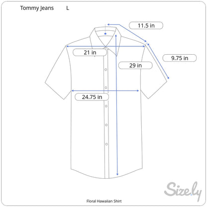 Tommy Jeans Blue Floral Hawaiian Shirt - Men's L