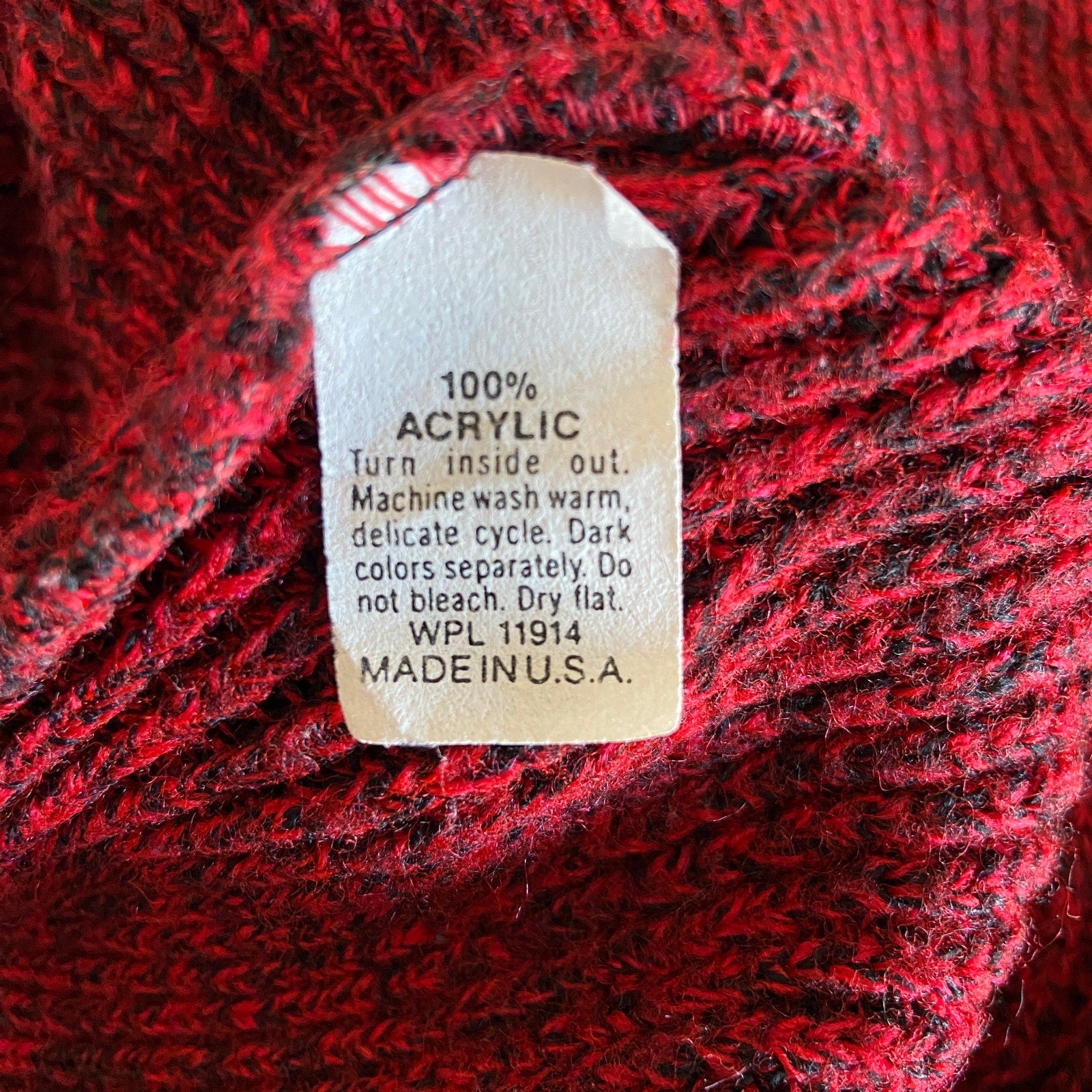 Vintage Red Marled Collard Sweater - Women's Size L