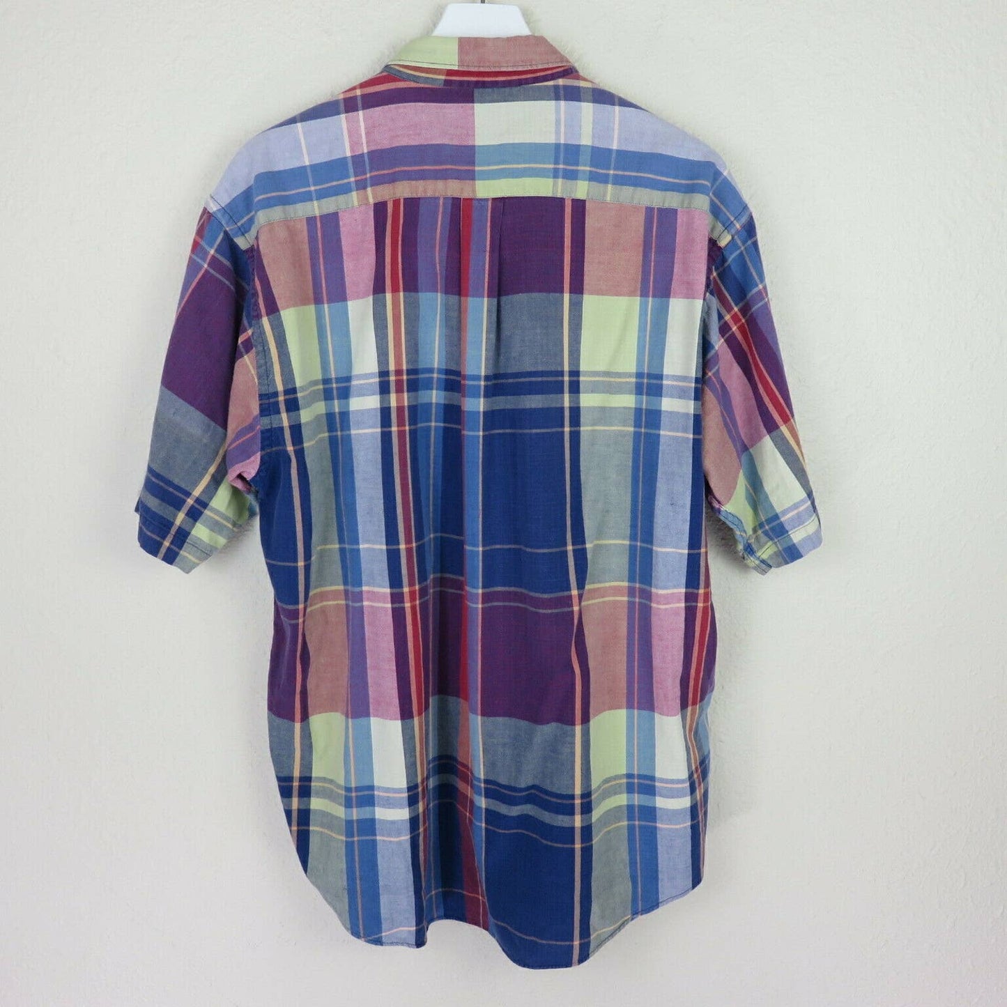 Vintage 90's Nautica Plaid Short Sleeve Button Up Shirt - Men's L