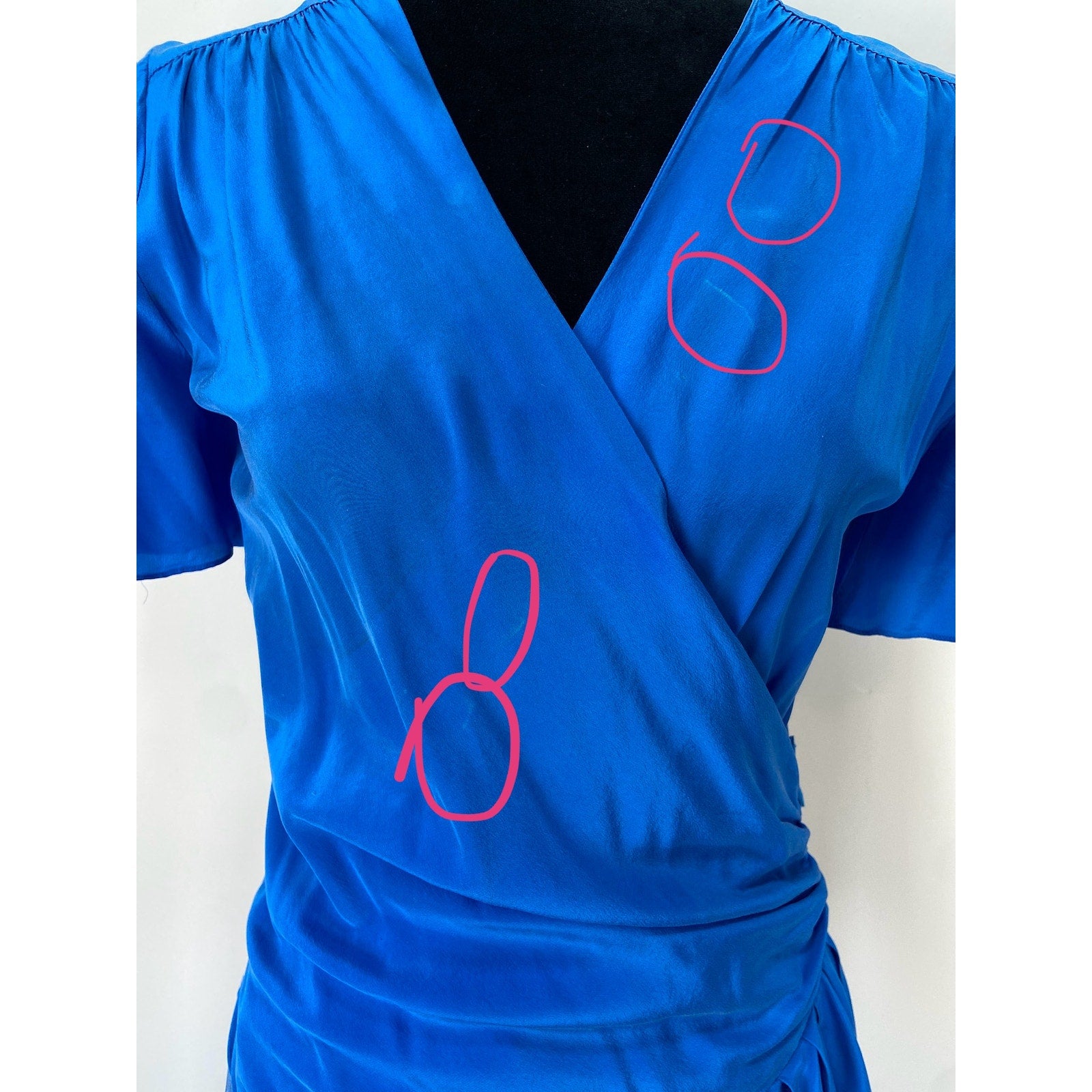 Vintage Jerry Regenbogen Silk Bright Blue Wrap Dress - Women's Size 4