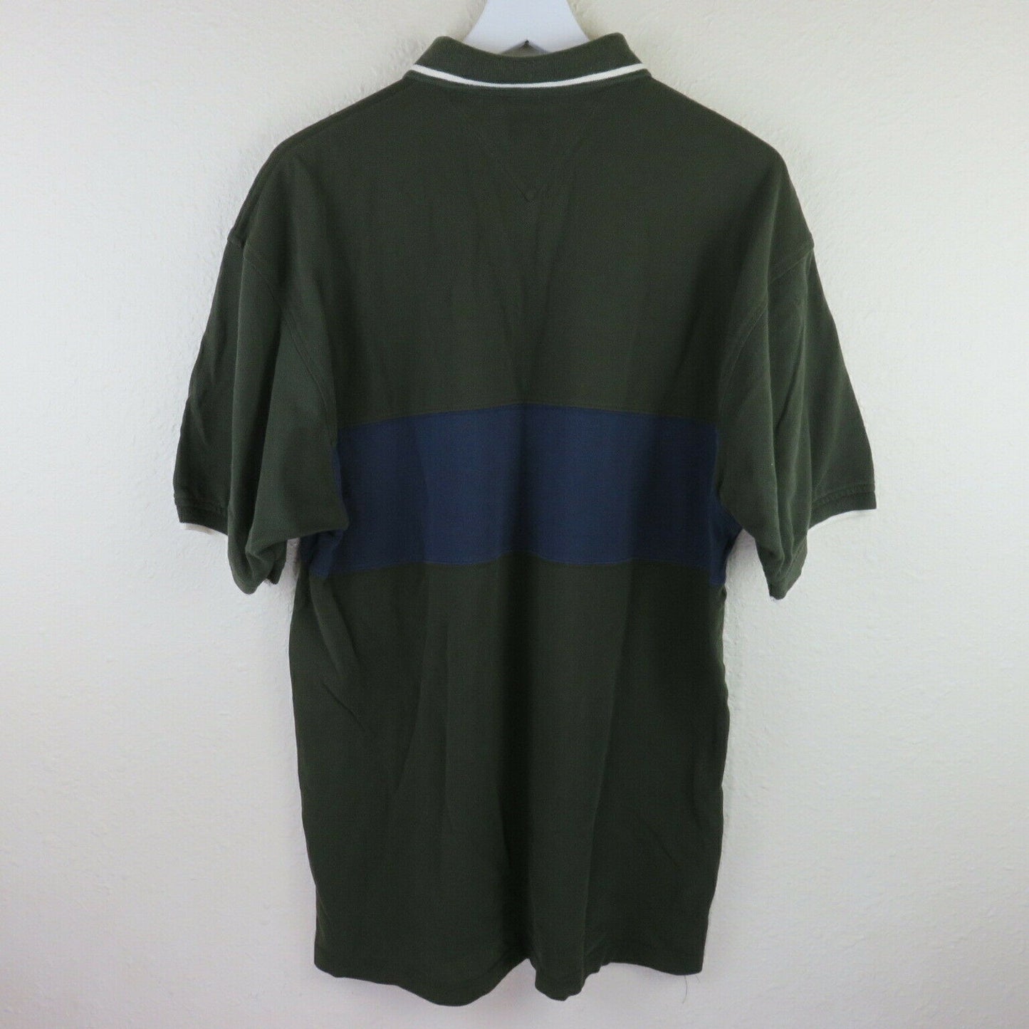 Tommy Hilfiger Green + Blue Color Block Polo Shirt - Men's L