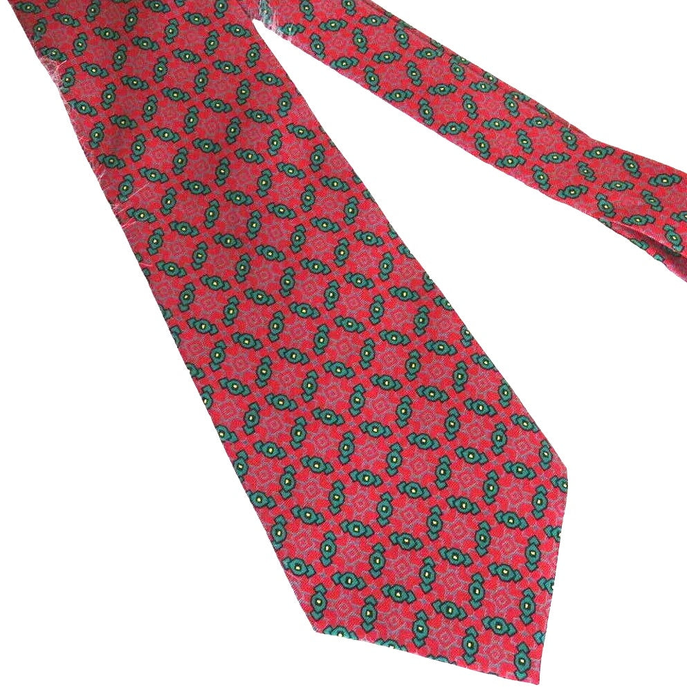 Vintage Nautica Holiday Red Green Silk Wreath Tie - Men's