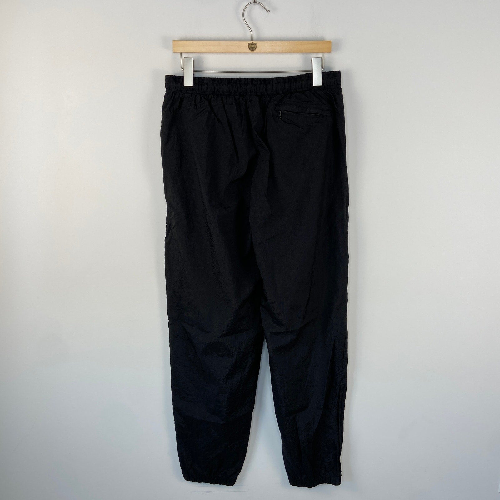 Vintage Nike 90's Black Unlined Nylon Windbreaker Pants - Men's Size XL