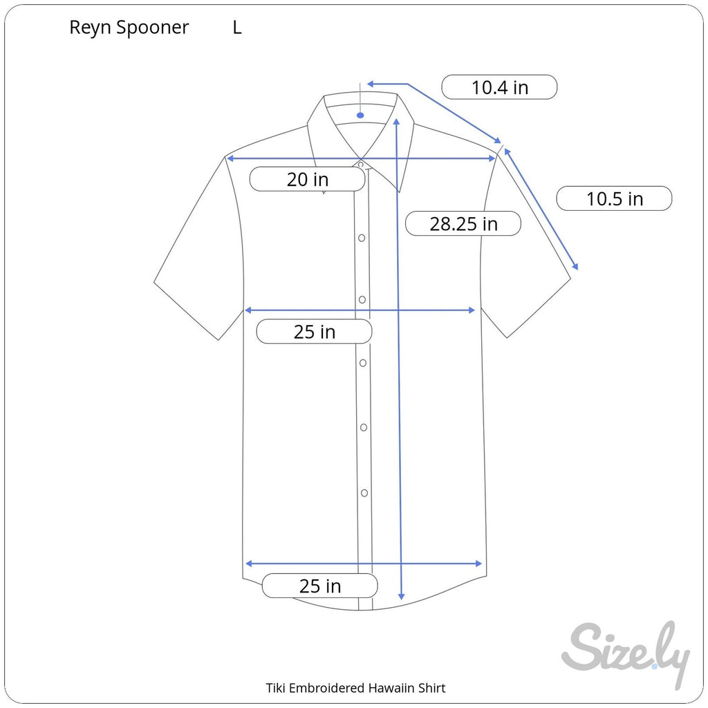 Reyn Spooner Blue Tiki Embroidered Hawaiian Shirt - Men's L