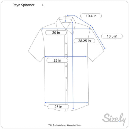 Reyn Spooner Blue Tiki Embroidered Hawaiian Shirt - Men's L